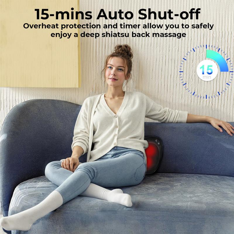 Heated Shiatsu Massage Pillow for Home & Office
