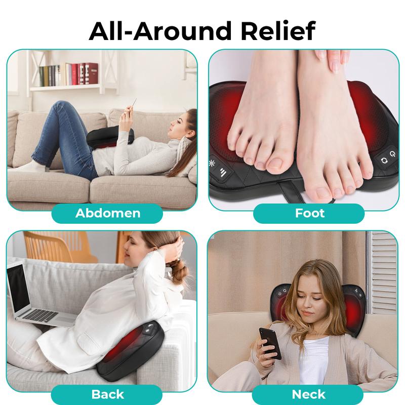 Heated Shiatsu Massage Pillow for Home & Office